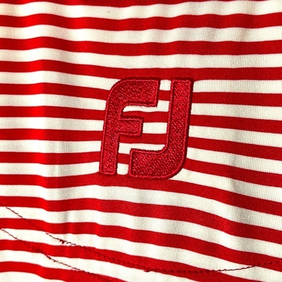 FootJoy‎ FJ Pro-dry Lisle Short Sleeve Red and White Striped Golf Polo Large - Picture 5 of 8